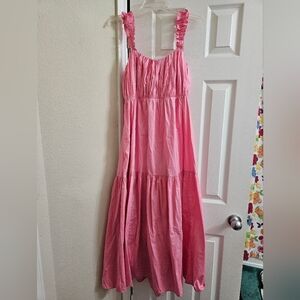 Abercrombie Pink Maxi Dress With Bow In Back
